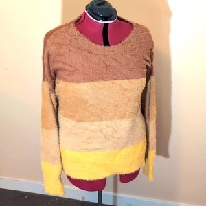 Joe Fresh| NWT Earth Toned Multicolored Eyelash Knit Striped Nylon Sweater